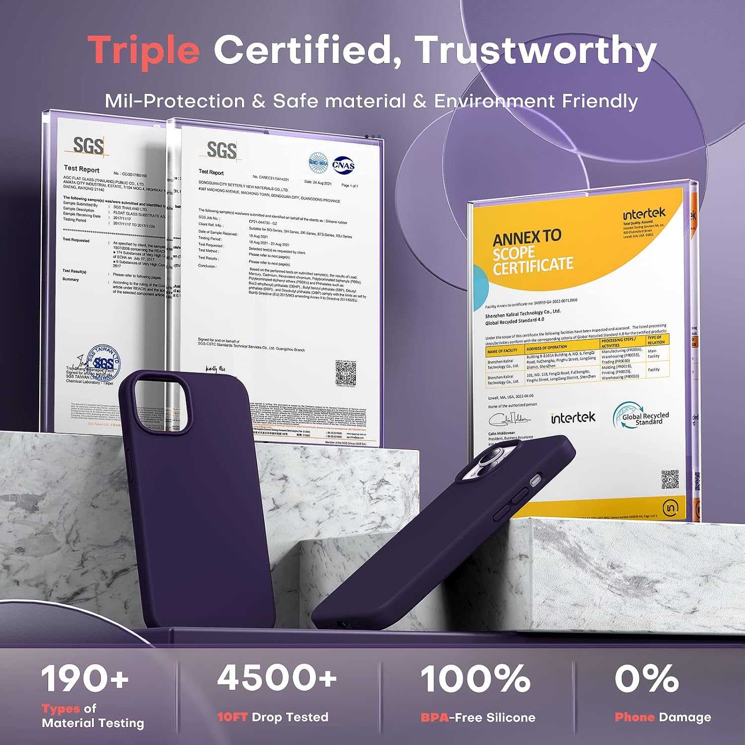 Thumbnail 5 de TOCOL Silicone for iPhone 14 Case 6.1-Inch Midnight Purple
