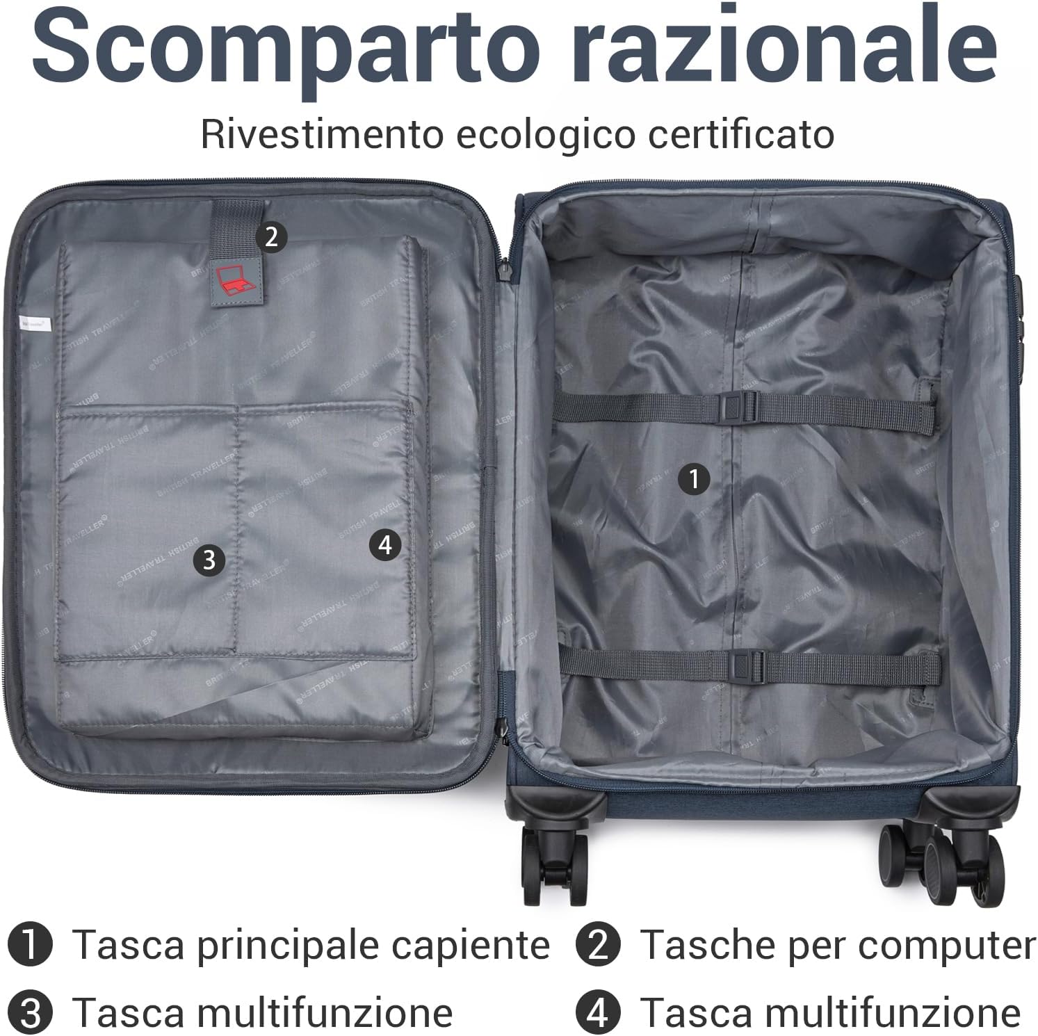 Thumbnail 6 de British Traveller Valigia Cabina 57,5cm