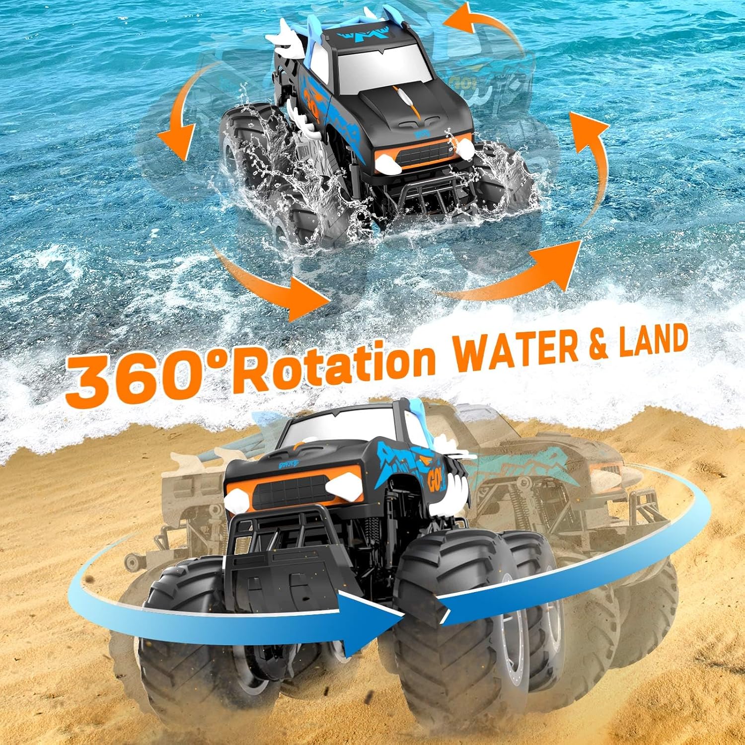 Thumbnail 2 de Gindoly ferngesteuertes Monstertruck-Auto (2,4 GHz, 4WD, wasserdicht, 360°) – Hobby Offroad RC für Kinder ab 6 Jahren