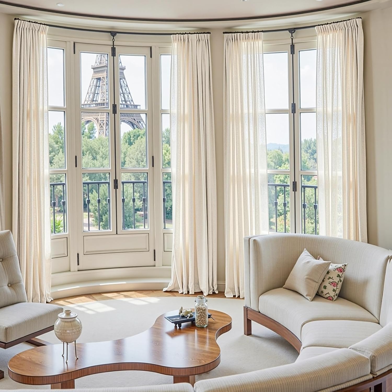Thumbnail 5 de jinchan JINCHAN Curtains Linen-Blend Light-Filtering Drapes, 4 Panels