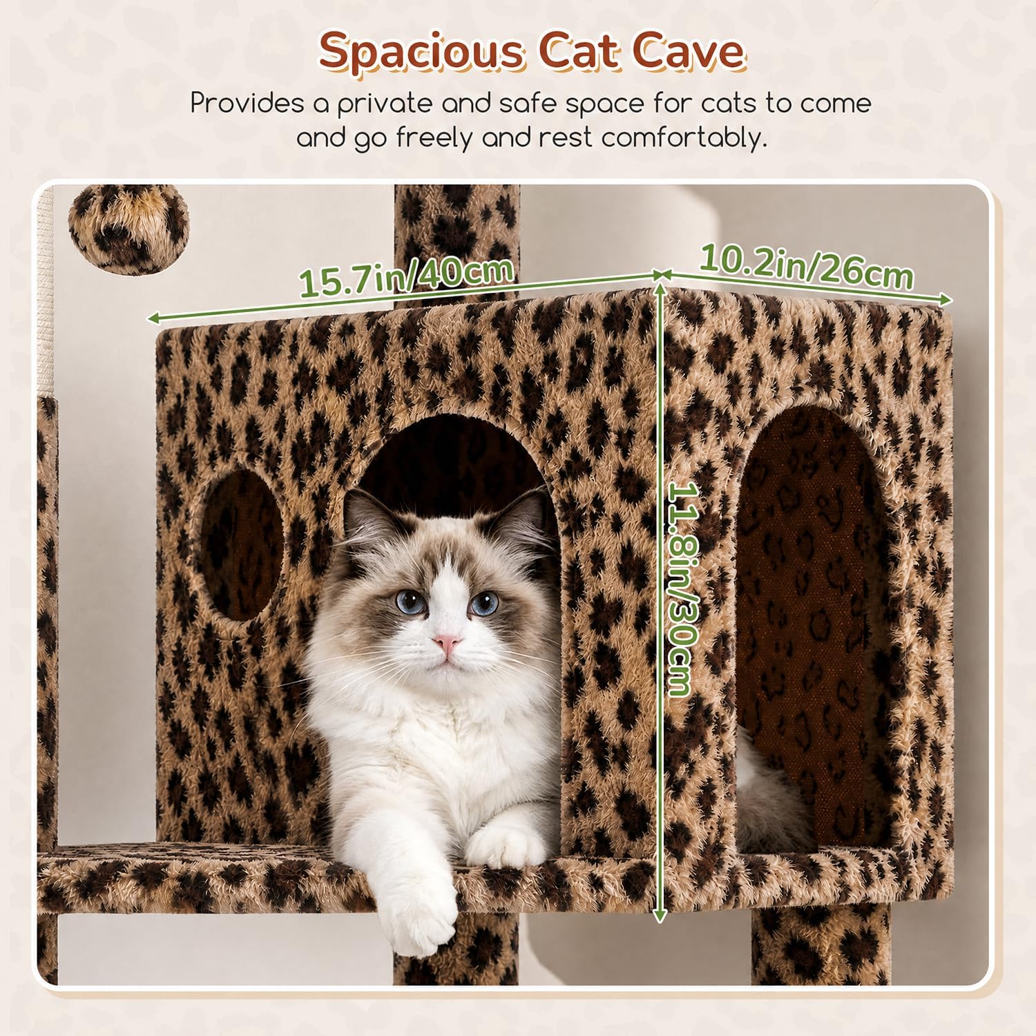 Detalle de Globlazer F53 Leopard Print Cat Tree with Sisal Posts, Hammock and Condo