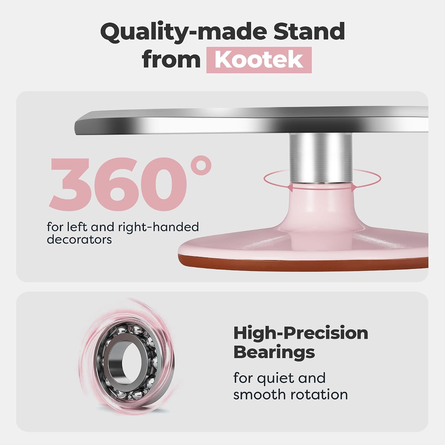 Detalle de Kootek 12-Inch Aluminium Alloy Revolving Cake Stand (360° Rotating Cake Turntable)
