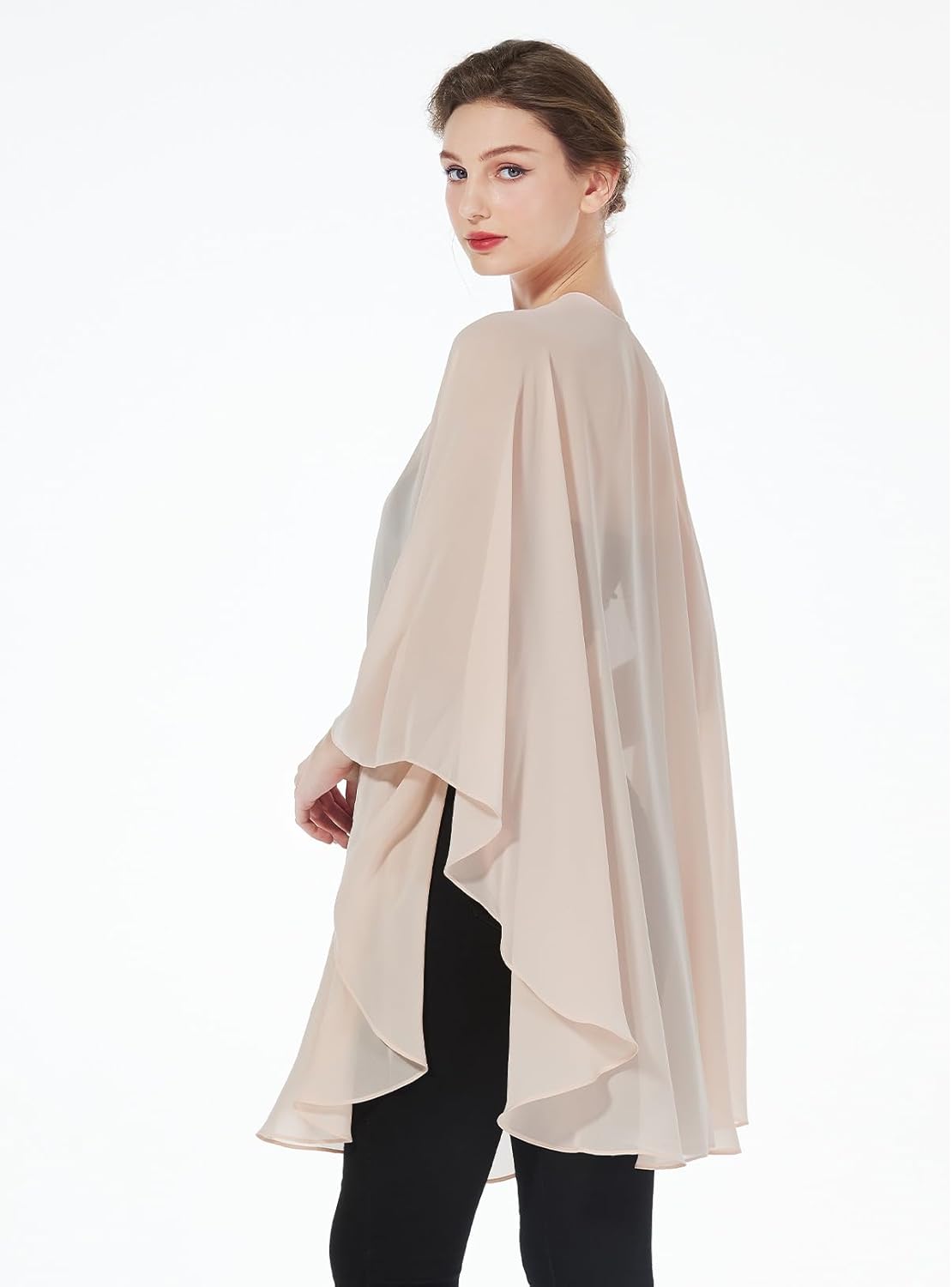 Thumbnail 2 de BEAUTELICATE Women Chiffon Shawl Wrap: Oversized Cape Poncho for Summer Weddings