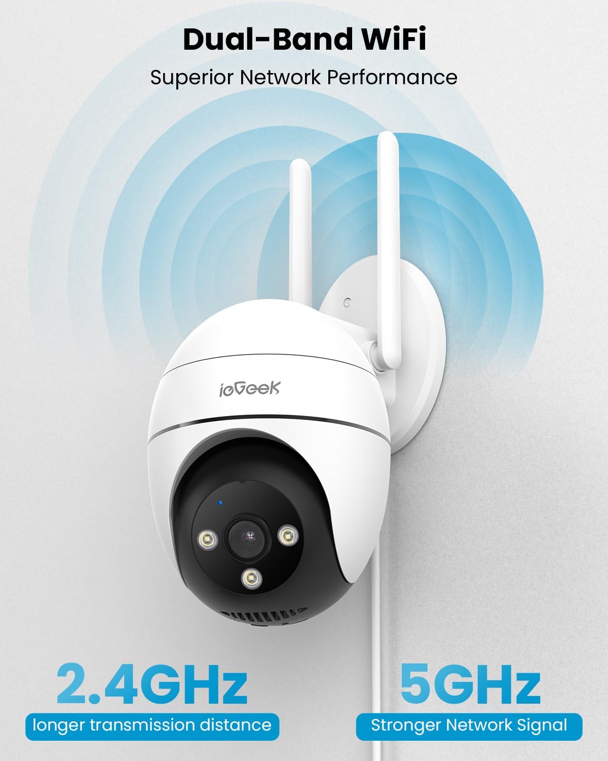 Thumbnail 2 de ieGeek 5MP Outdoor WiFi Security Camera (2.4/5Ghz) with 360° PTZ, Human Detection, Siren & Light Alarm