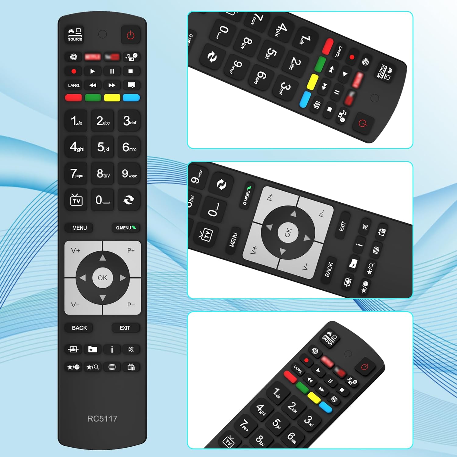 Detalle 2 de New RC5117 Replacement Hitachi TV Remote for Hitachi, Luxor, Bush, Digihome, Finlux, JVC – No Setup Required
