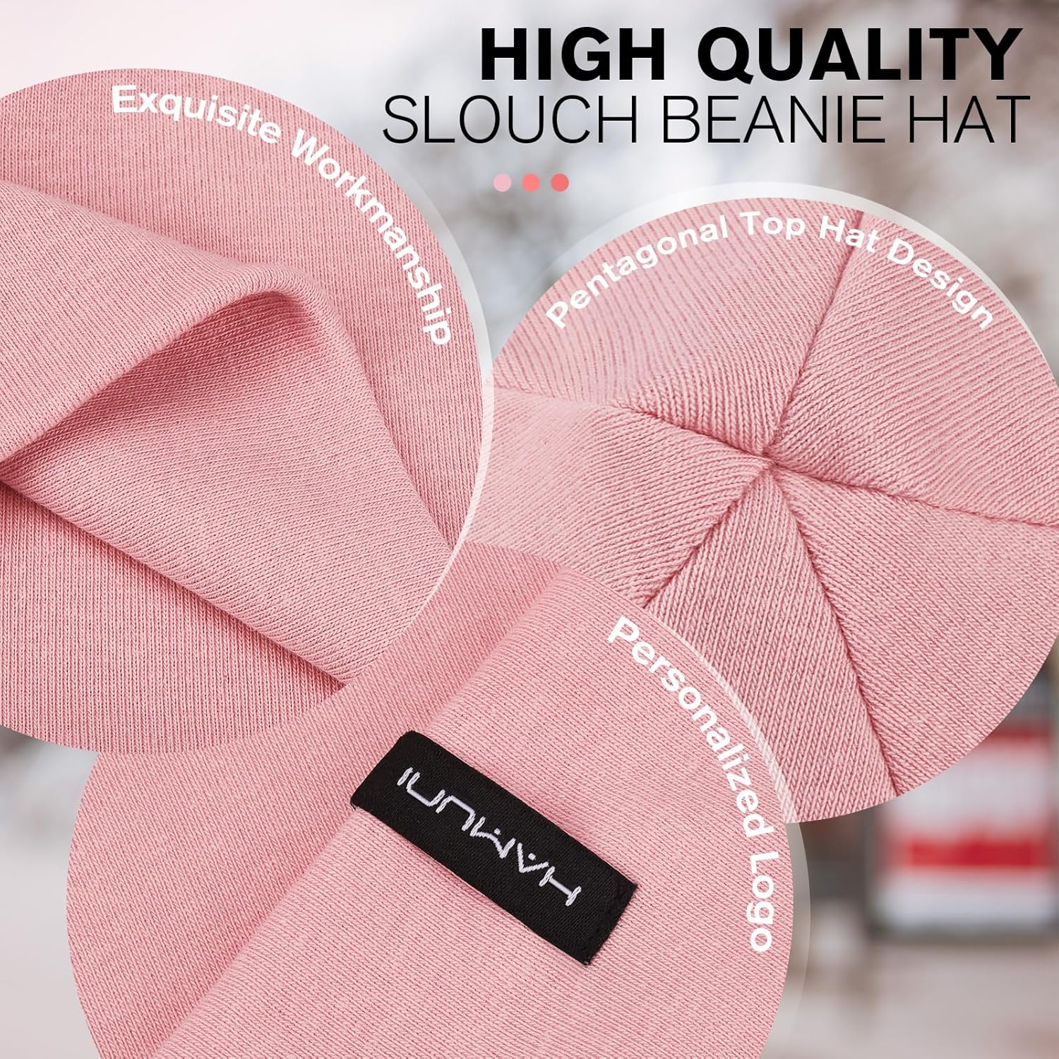 Thumbnail 3 de HAMUNI Slouchy Beanie Mütze 92% Baumwolle