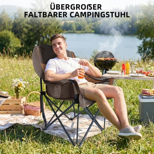Detalle de RELAX FIELD Übergroßer Campingstuhl Faltbar – Gepolstert XXL, 102x55x57 cm