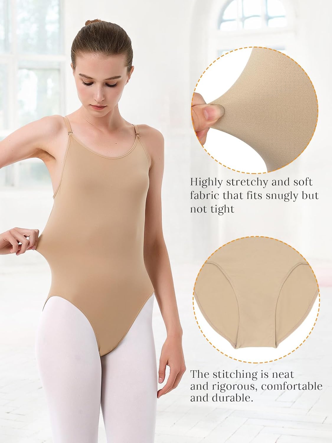 Detalle de Kefiyis justaucorps de ballet nude sans couture pour fille et adulte