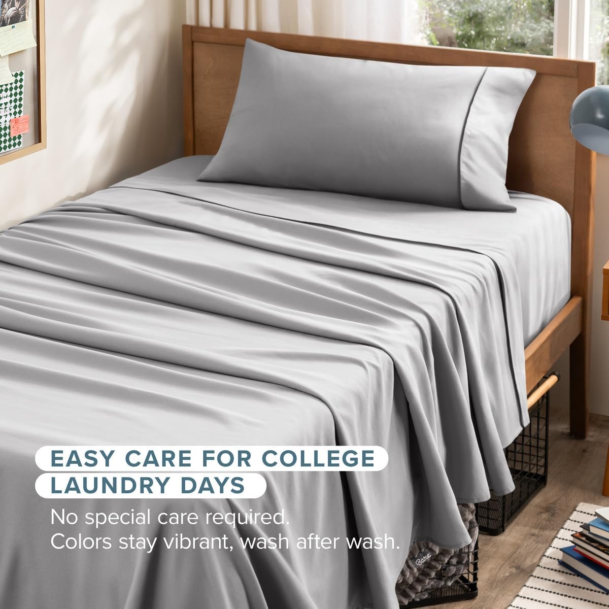 Thumbnail 6 de Bare Home 1800 Ultra-Soft Twin XL Sheet Set, Microfiber, Light Gray, Deep Pockets