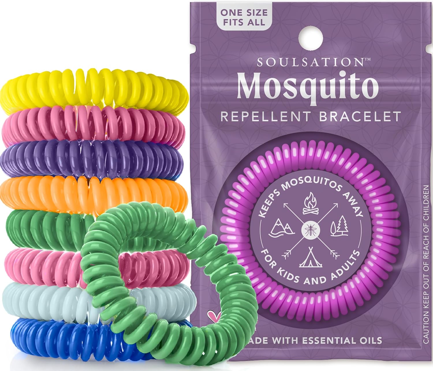 SoulSation 15 Pack Mosquito Repellent Bracelets — DEET-Free, for Kids & Adults
