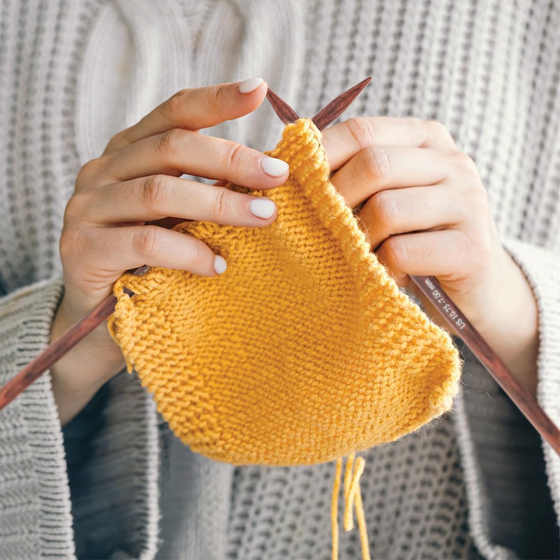 Detalle de KnitPro Dreamz Grande – zestaw drutów prostych 25 cm, 11 rozmiarów z brzozy
