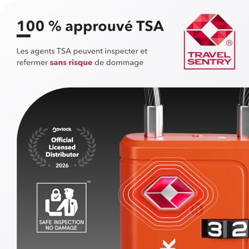 Thumbnail 2 de NovLock – Cadenas TSA à 4 chiffres avec Indicateur d’ouverture, Lot de 4, Orange