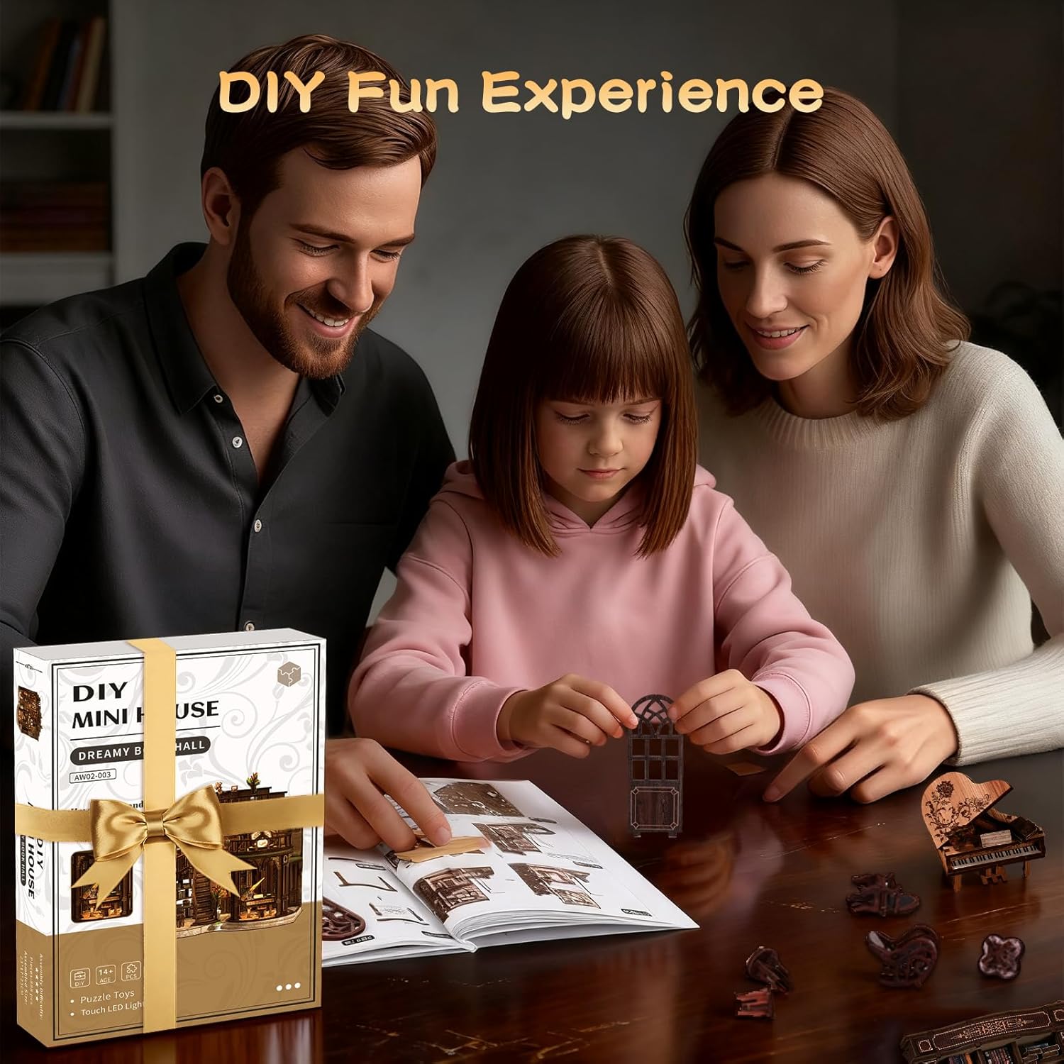 Detalle de 3DVASE Book Nooks for Adults DIY Miniature Dollhouse Book Nook Kit with LED Light (888-piece)