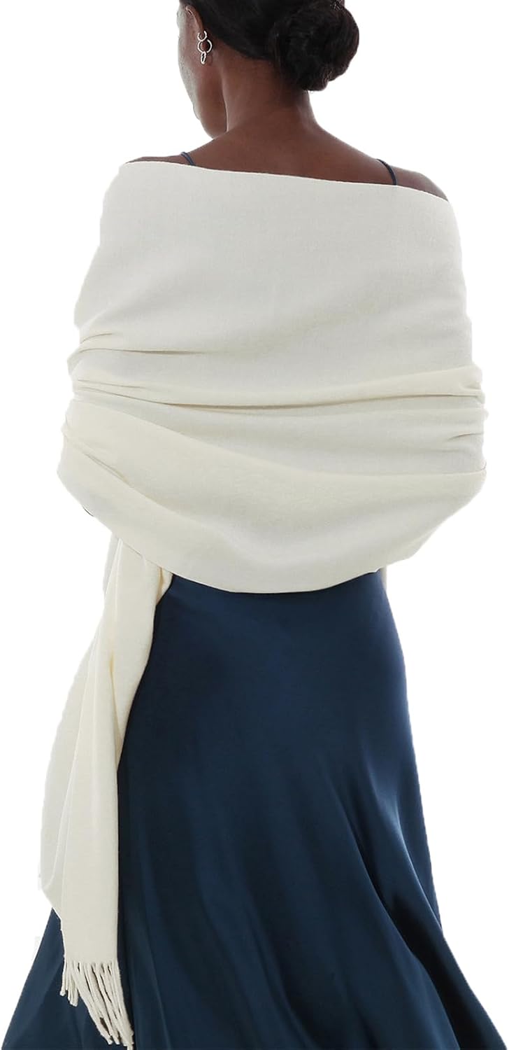 Sciarpa Pashmina donna in cashmere 200 × 70 cm con frange