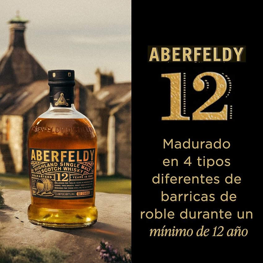 Detalle 2 de Aberfeldy 12 Años Whisky Escocés con Estuche de Regalo 🥃
