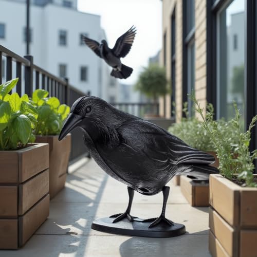 Detalle de KADAX Set di 2 Corvi Scaccia Piccioni – Deterrenti in Plastica per Balcone e Giardino