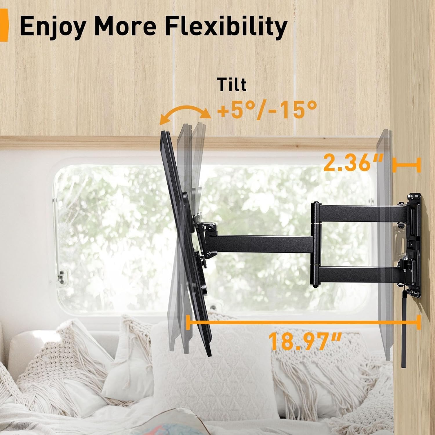 Detalle de Perlegear Lockable RV TV Mount PGLRVF2 for 13–43 inch TVs up to 44 lbs