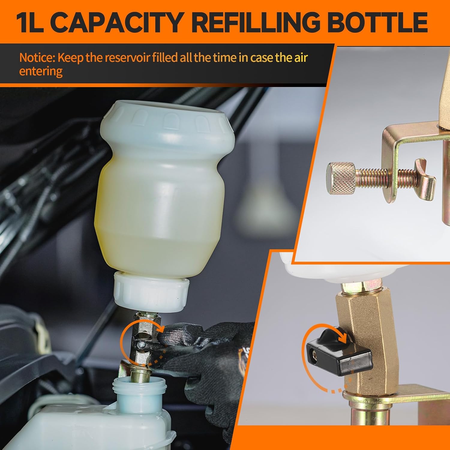 Thumbnail 2 de FOUR UNCLES Brake Bleeder Vacuum Pump Kit — One-Person Hydraulic Fluid Extractor with 2L Reservoir and 1L Refilling Bottle