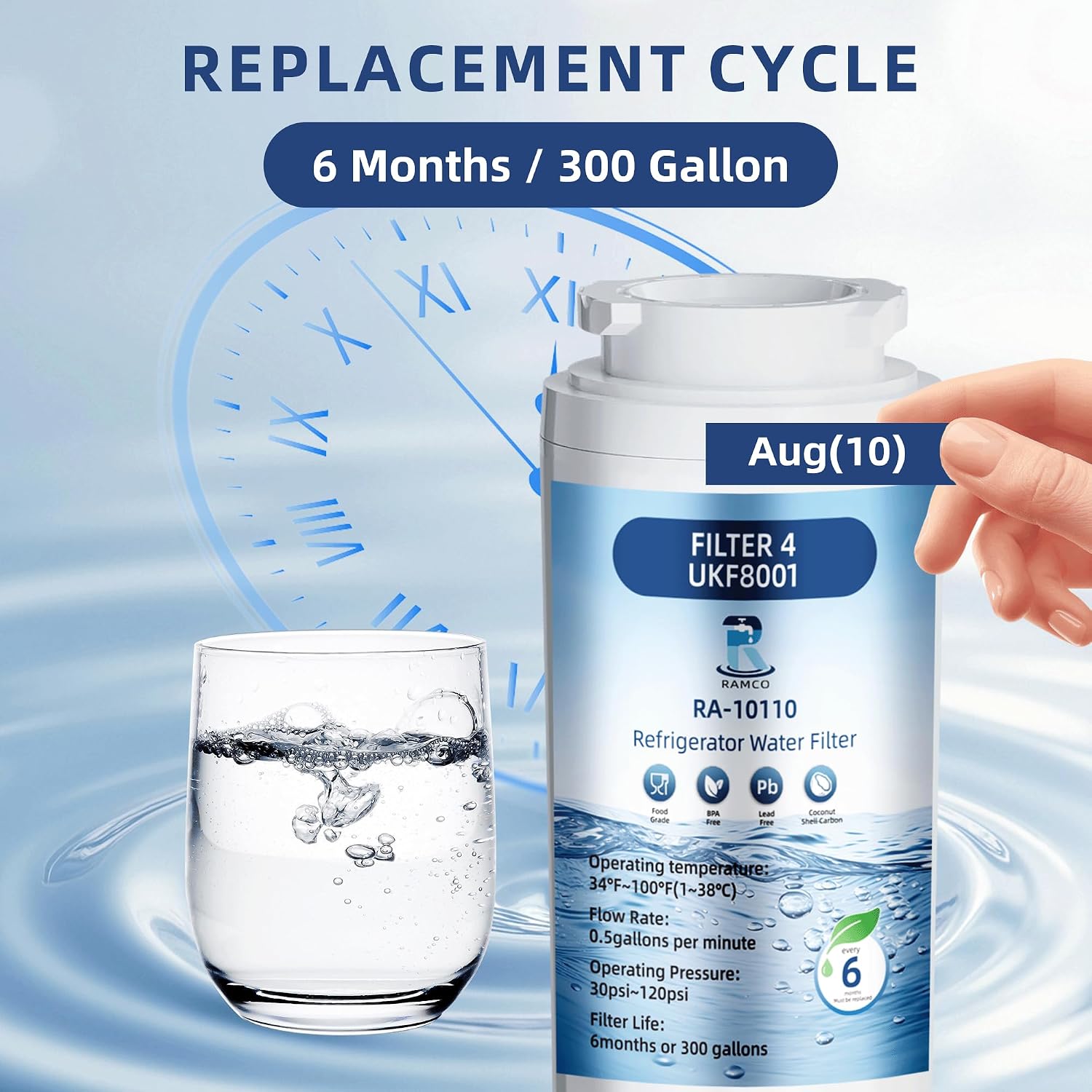 Thumbnail 6 de ramco EDR4RXD1/UKF8001 Refrigerator Water Filter Replacement, Coconut-Shell Carbon