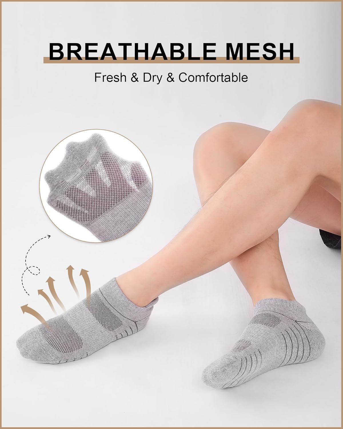 Detalle de Niorasen Mens Running Socks 6 Pairs: Cushioned, Breathable Ankle Trainers for Running and Everyday Wear