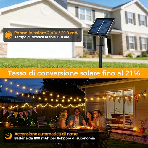 Detalle de HeiPard Catena Luminosa Esterno Solare 11 m - 60 LED con 8 modalità e memoria