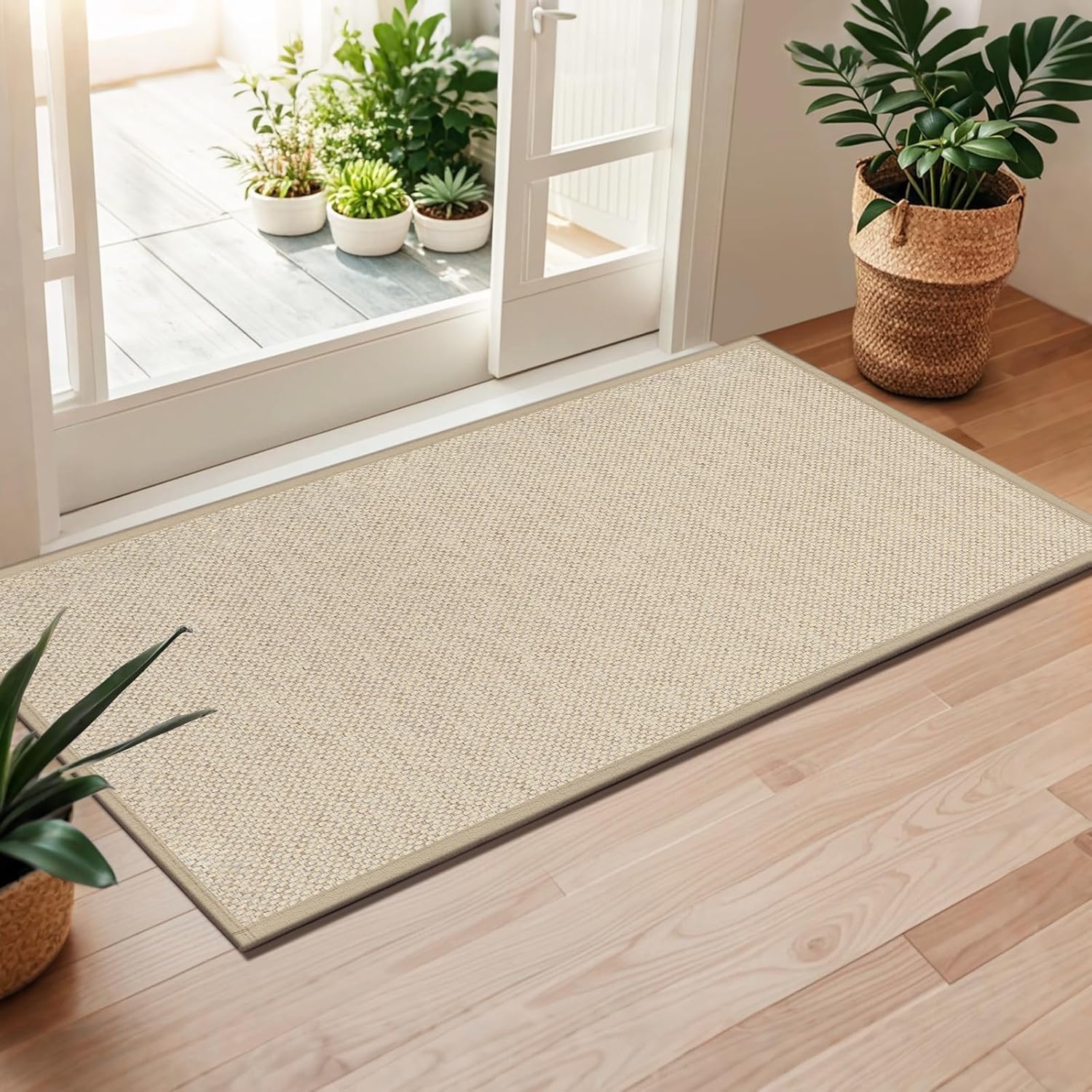 Imagen de LEKEEPGO 24x47 Door Mat for Indoor Entrances – Khaki, Non-Slip Backing, Absorbent, Low-Profile en OfertitasTOP