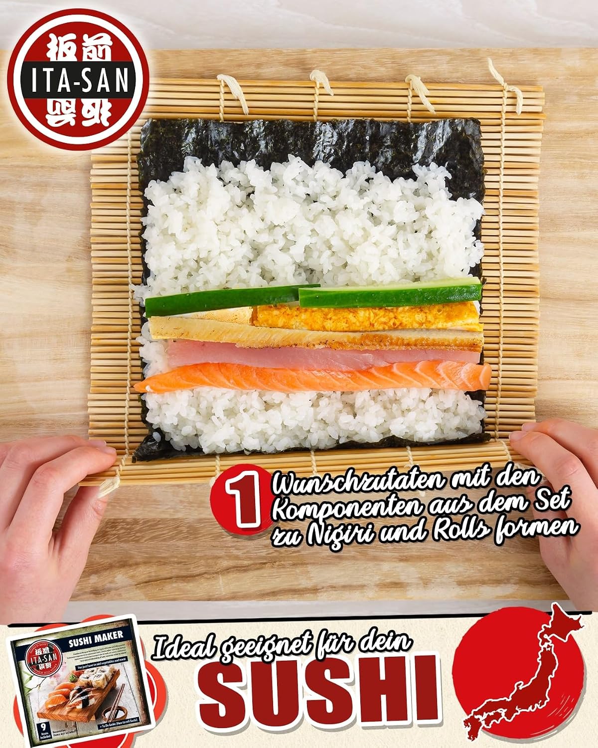 Detalle de ITA-SAN Sushi Set (9-teiliges Komplettset) – Ideal für Anfänger, zum Ausprobieren oder Verschenken