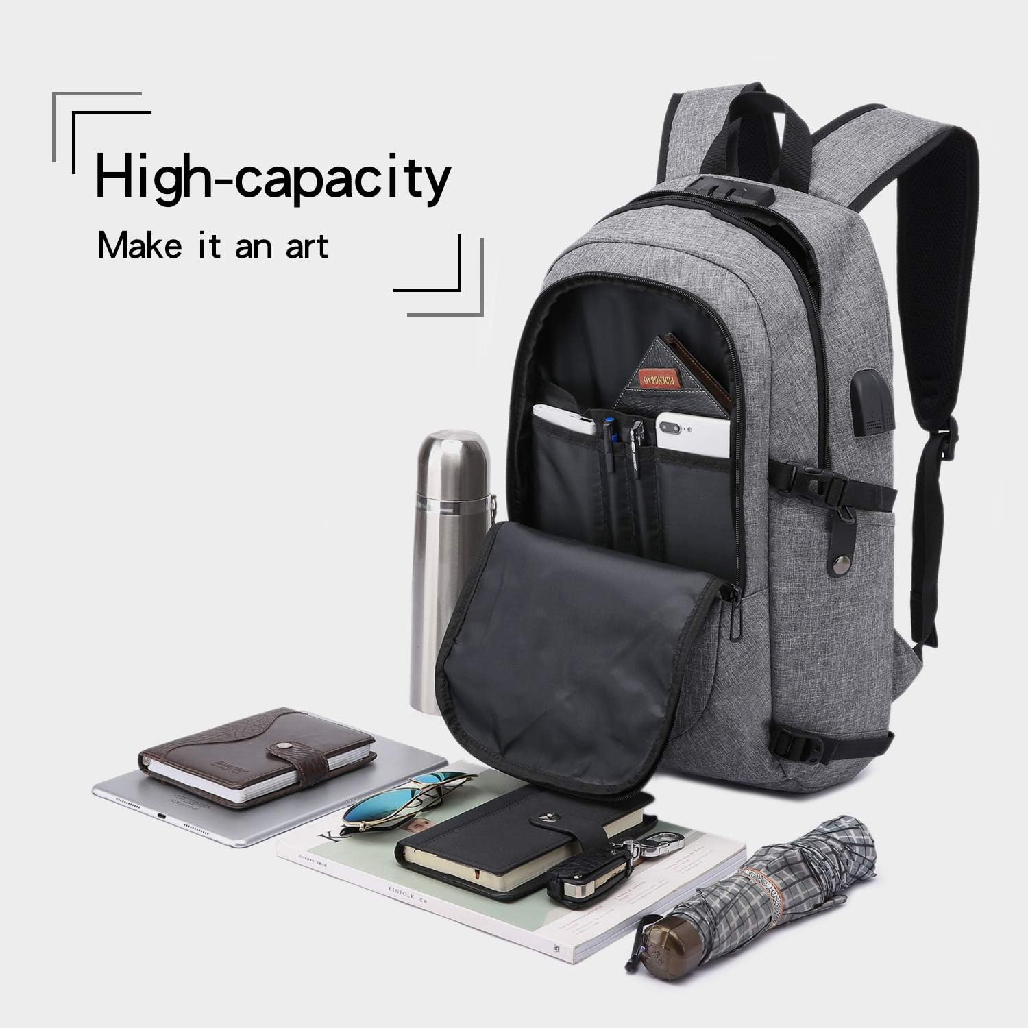 Thumbnail 2 de WENIG Laptop-Rucksack Herren mit Anti-Diebstahl & USB-Ladeanschluss für 15,6 Zoll – Business & Reisen