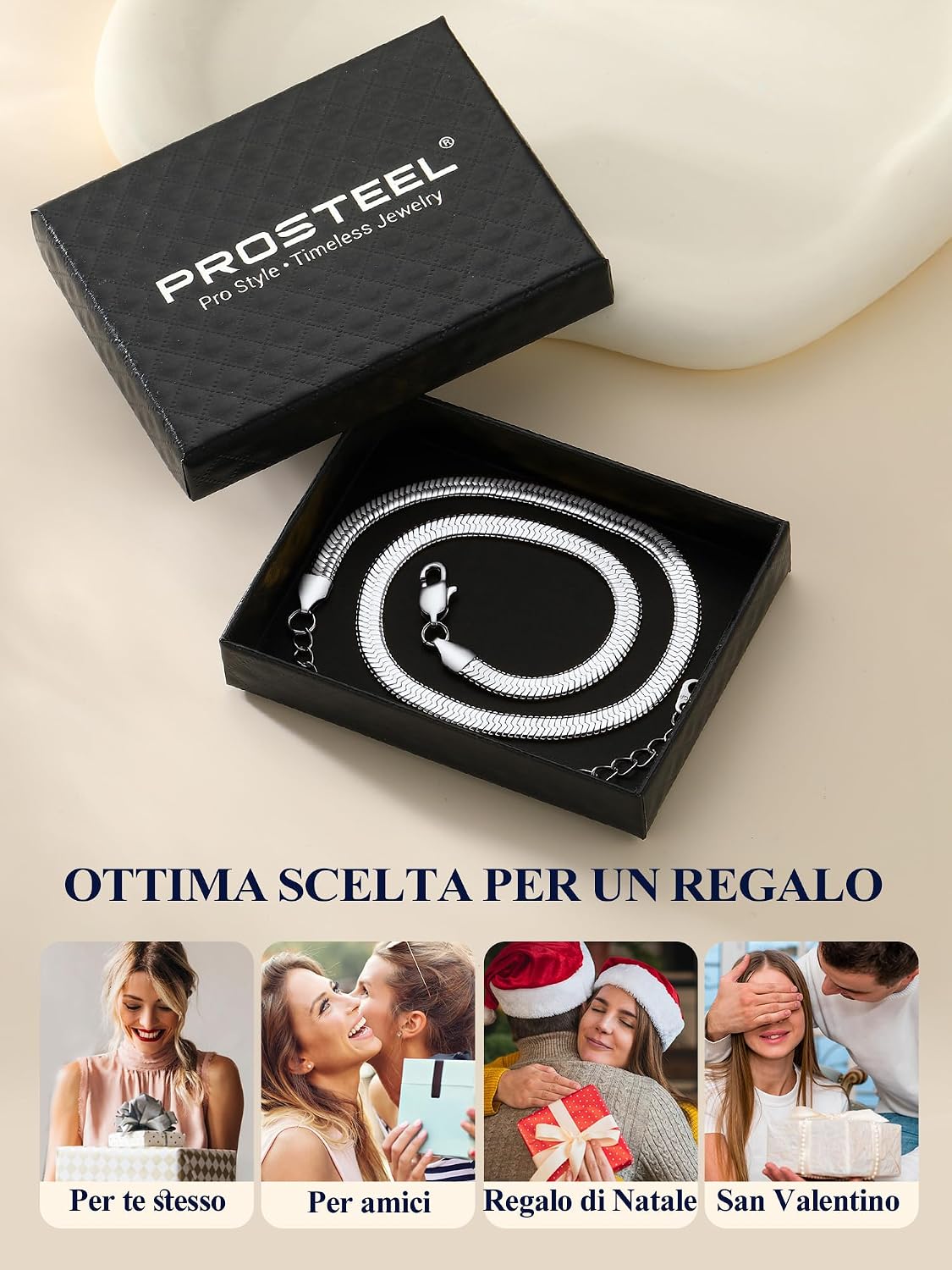 Thumbnail 5 de PROSTEEL Collana Serpente Girocollo 32/38/46 cm