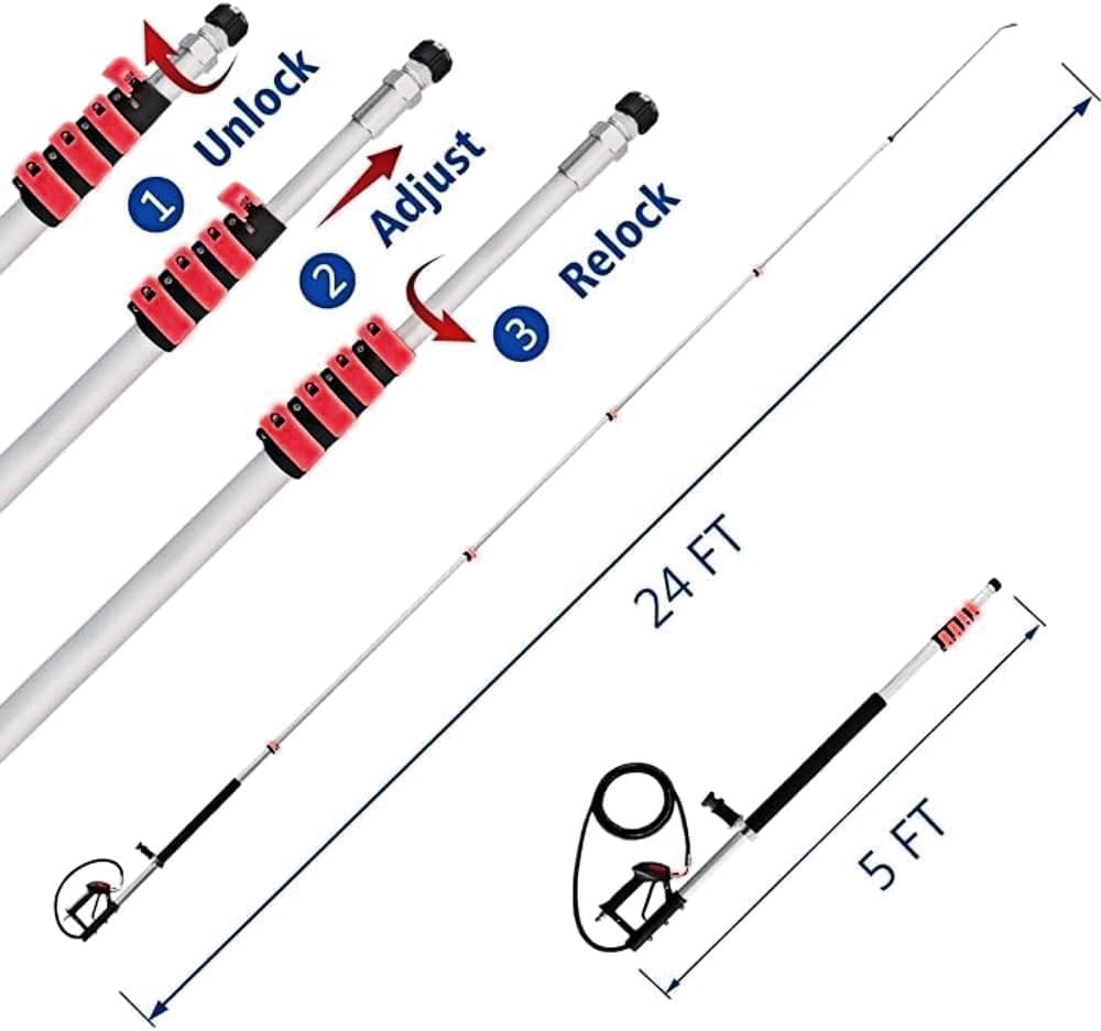 Thumbnail 2 de 24 FT Pressure Washer Telescoping Wand — 24 ft extension for power washers