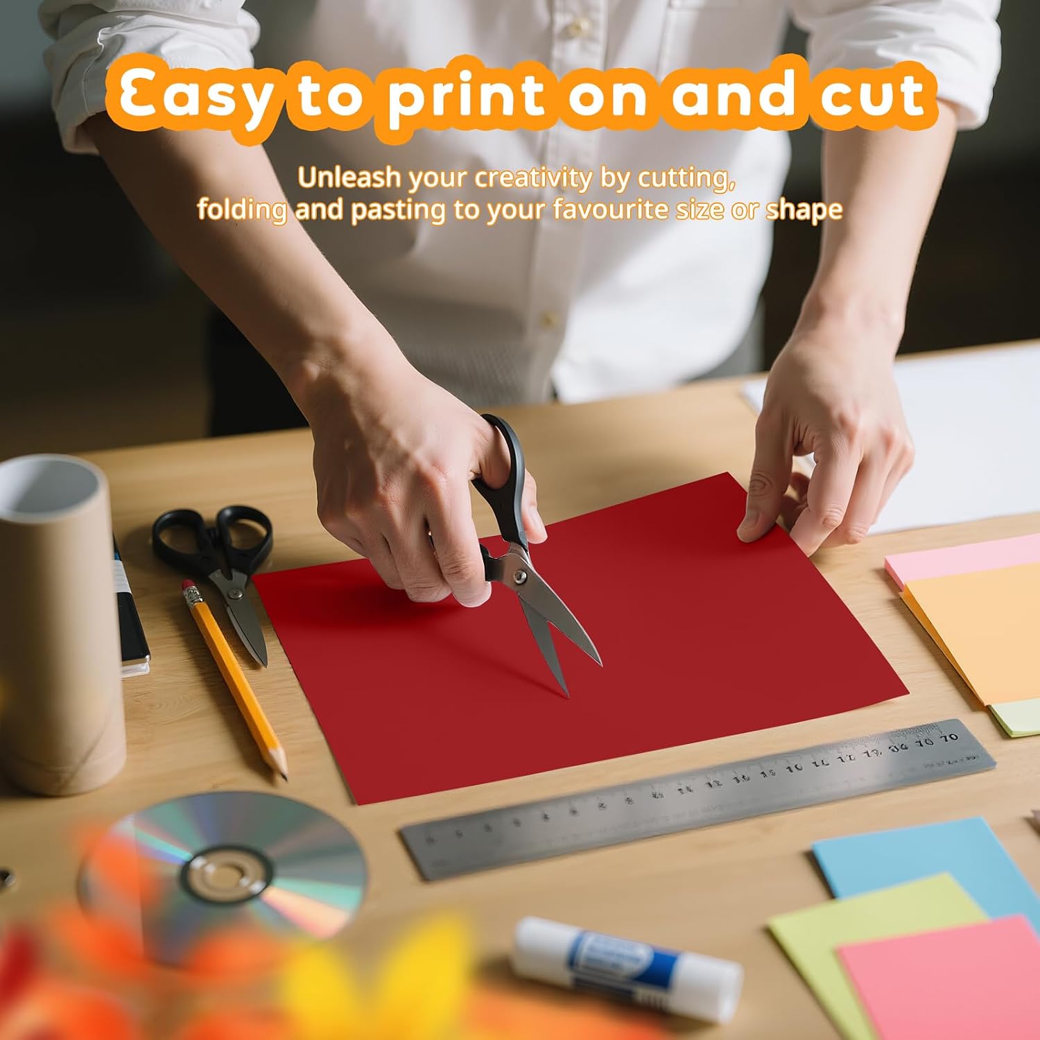 Detalle 2 de Vishoitty Deep Red Cardstock, 8.5 x 11-Inch, 40 Sheets, Smooth Fully Dyed Paper
