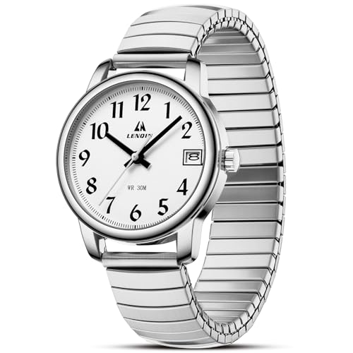 Detalle de LN LENQIN Elasticay: reloj de mujer con correa de acero inoxidable y estilo elástico