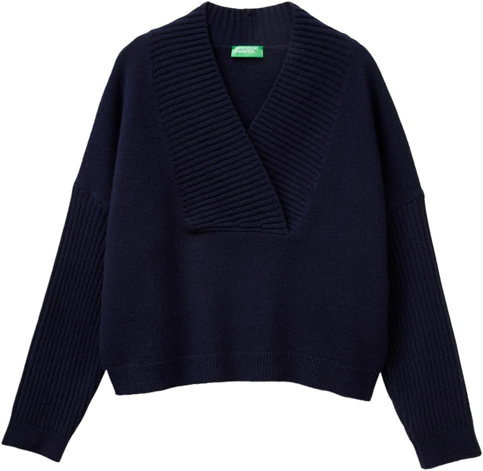 Detalle de Benetton Damen Pullover V-Ausschnitt 1444d403h