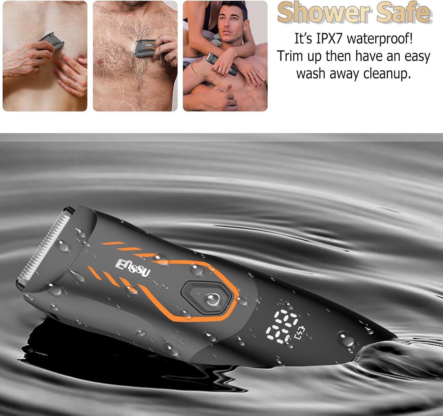 Detalle de ENSSU Manscape Body Hair Trimmer for Men: Safe, cordless groin grooming with light and dock