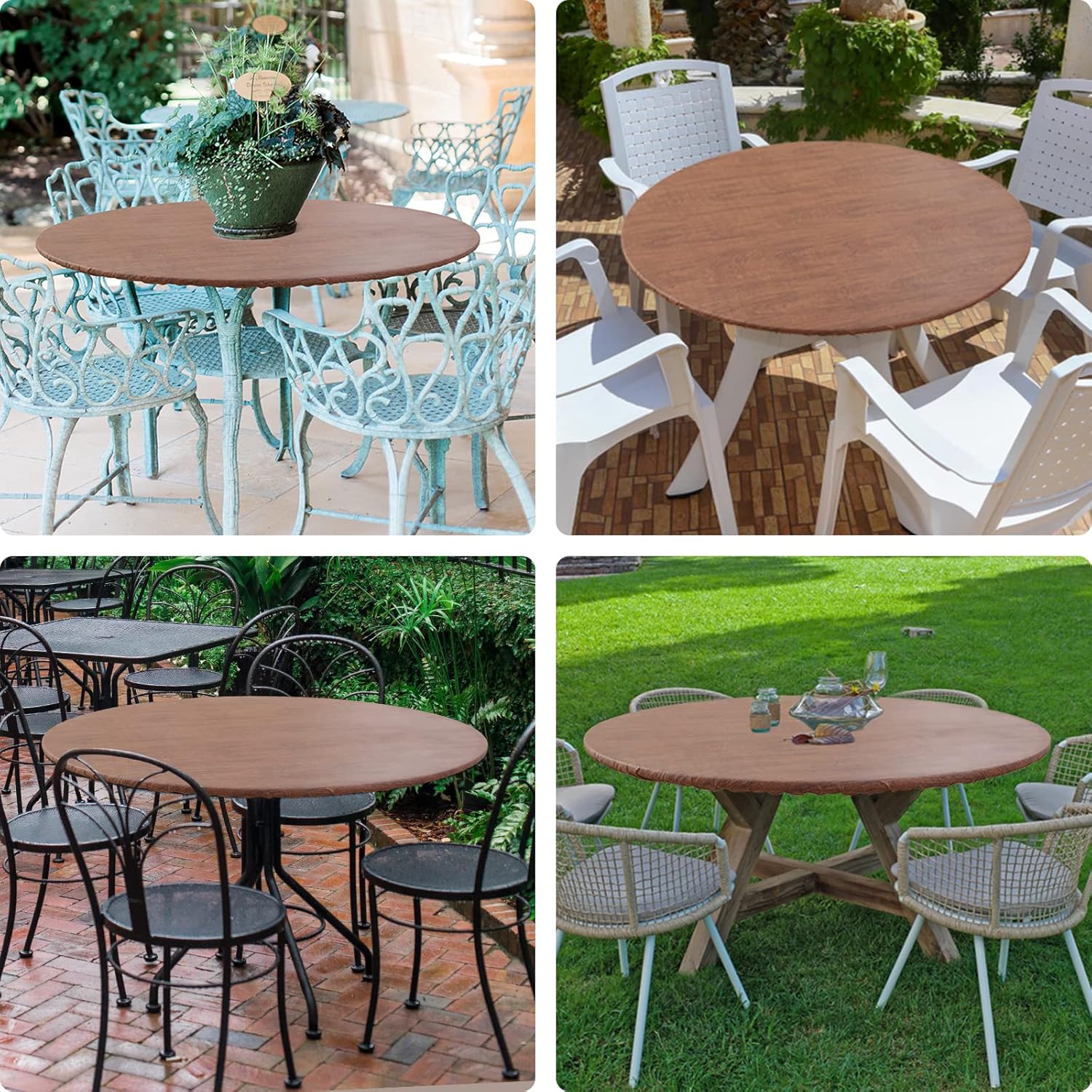 Thumbnail 5 de misaya Round Fitted Tablecloth with Elastic Edge (Waterproof Vinyl Flannel Backed) for 36–44" Round Tables