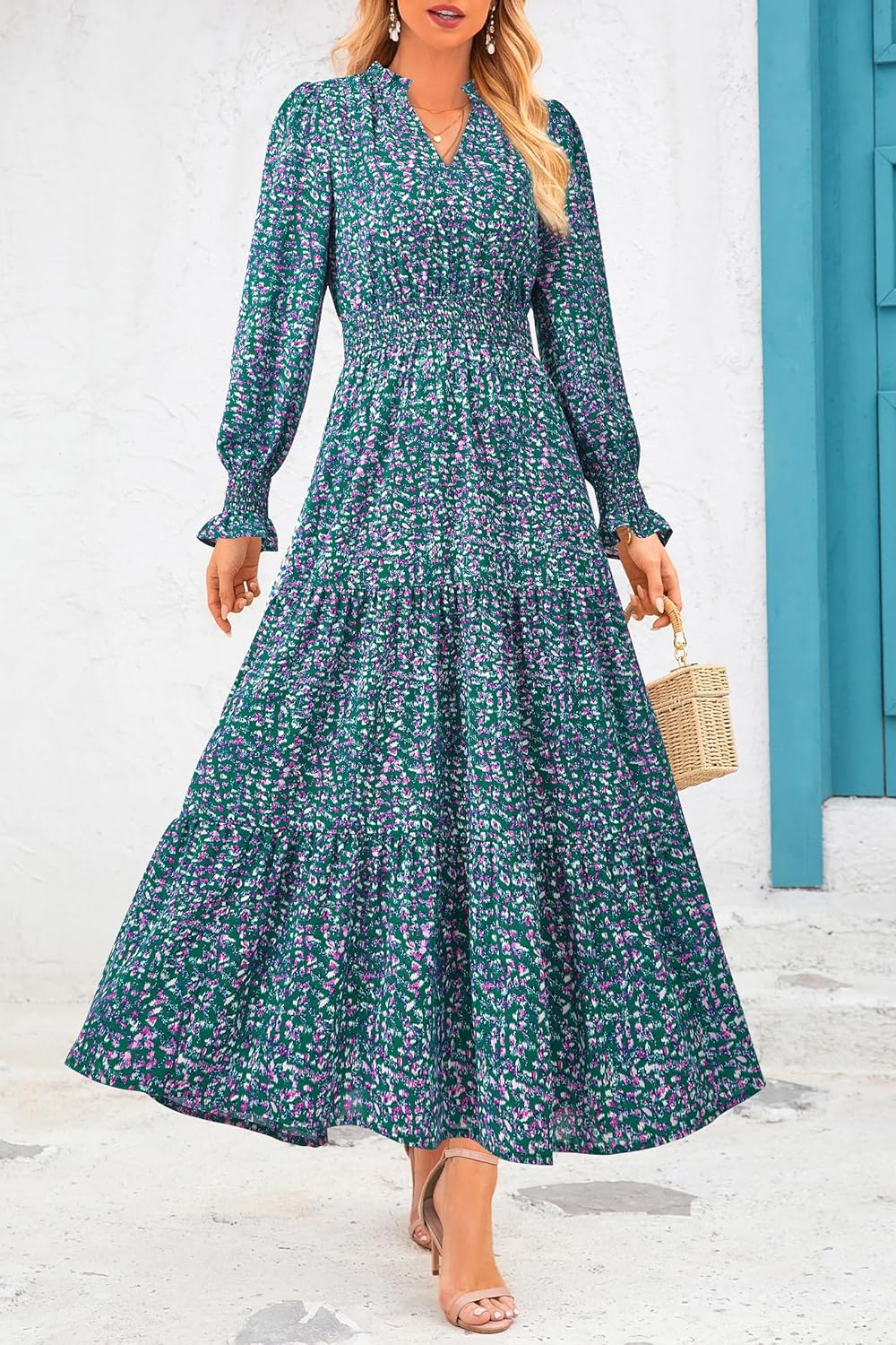 Detalle 2 de PRETTYGARDEN Women's Floral Maxi Dress