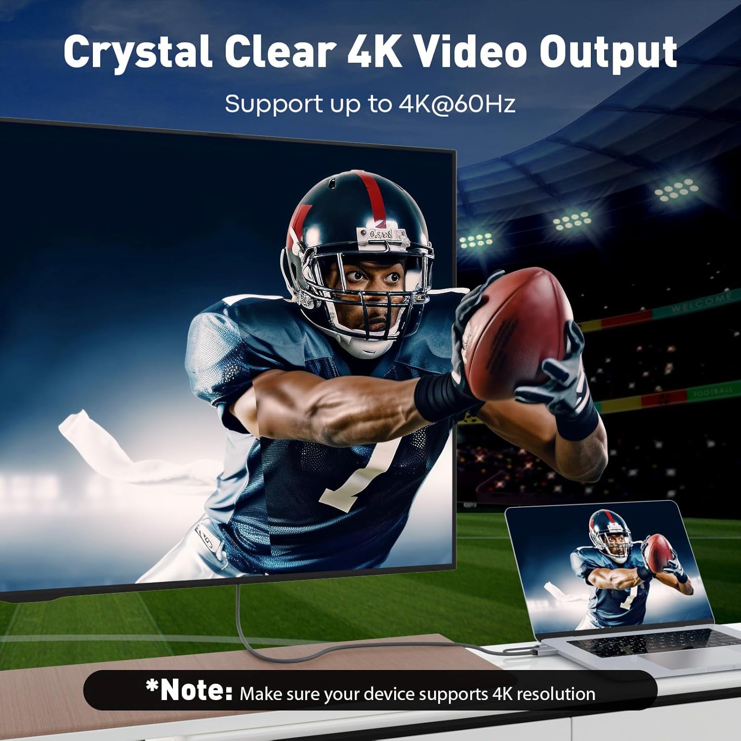 Thumbnail 1 de UANTIN Active HDMI to DisplayPort Cable (10FT) — 4K 60Hz Uni-Directional Adapter for HDMI Source to DP Monitor