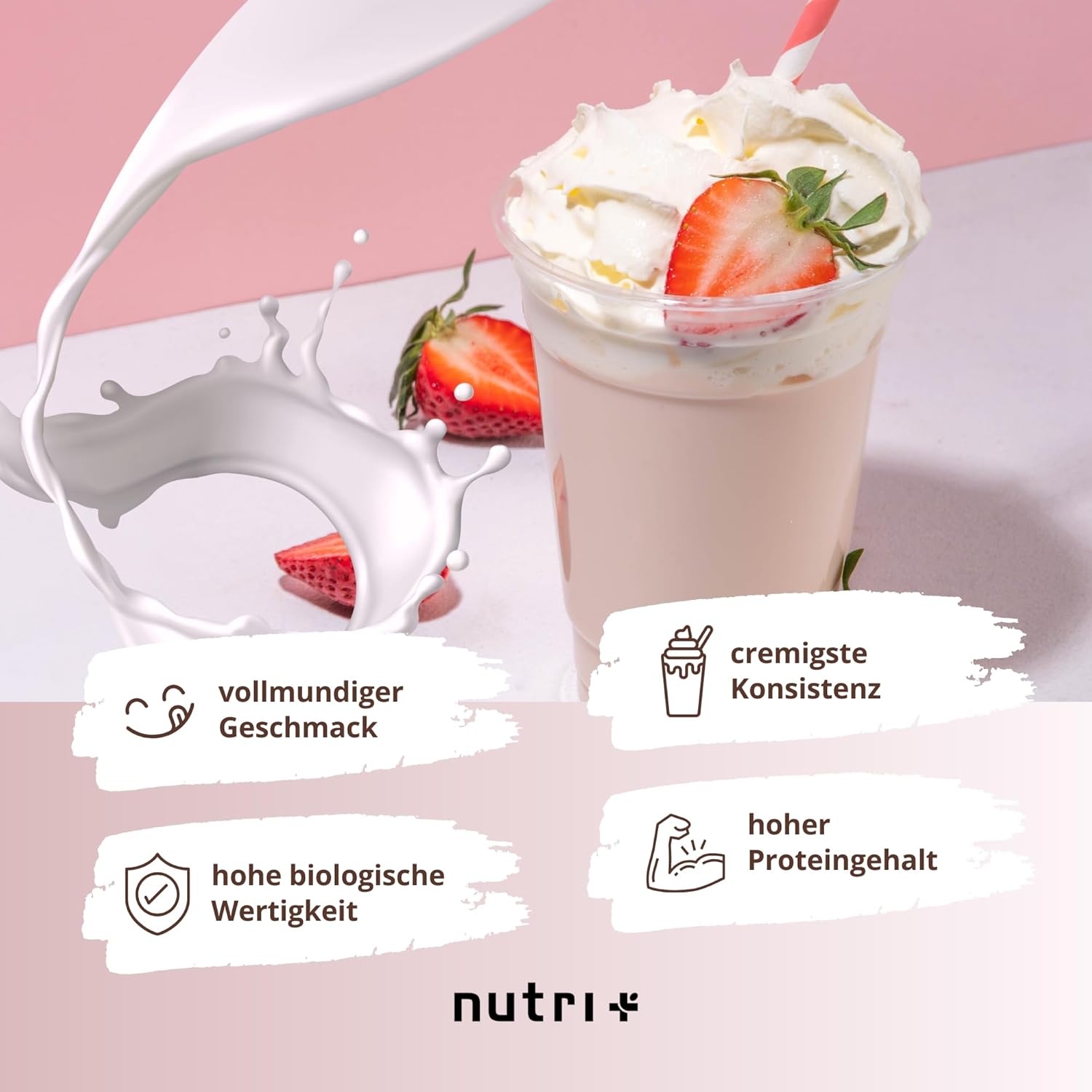 Detalle 2 de Nutri + Protein Pulver Vegan Erdbeer Sahne 1 kg