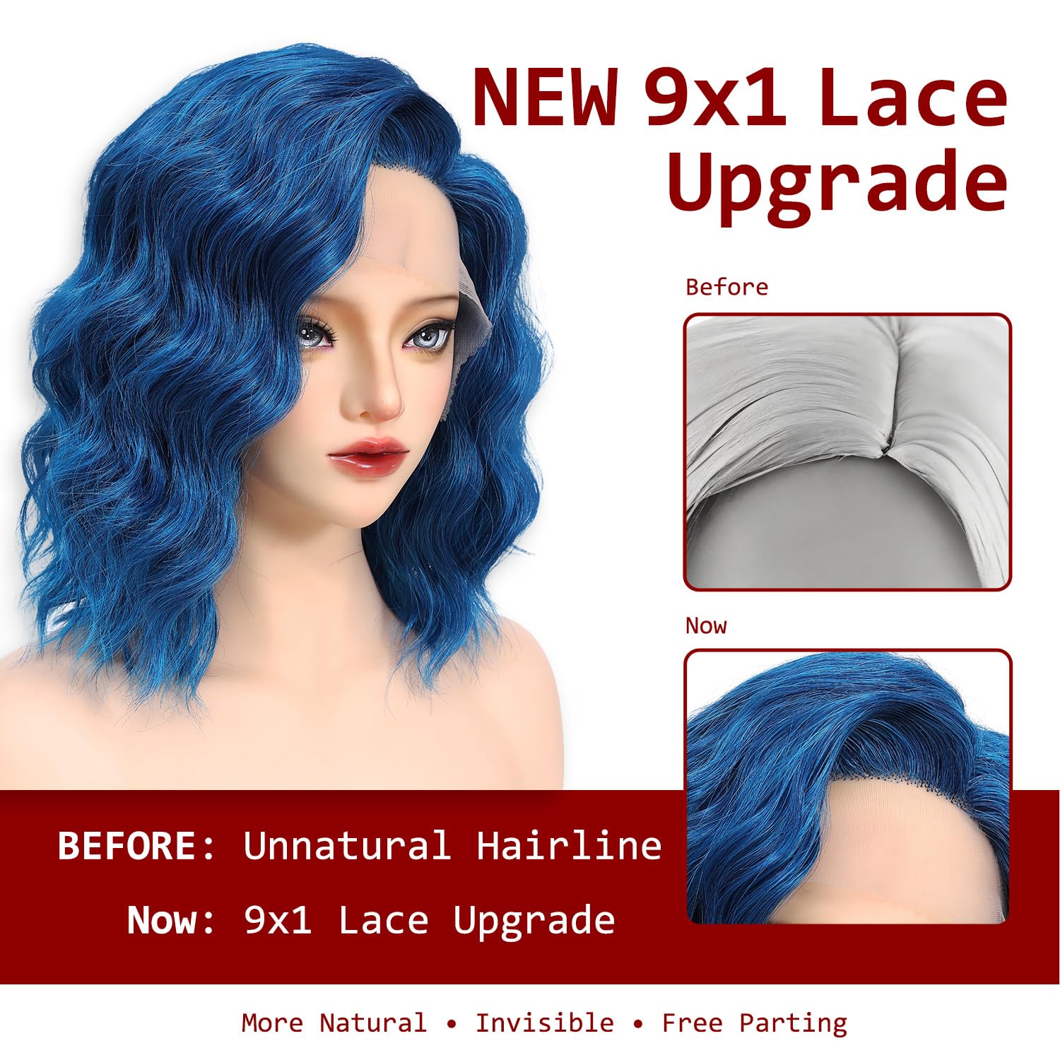 Detalle de Bkiyyi Synthetic Bob Wig, 14-Inch