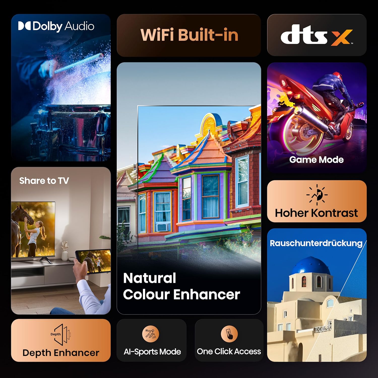 Detalle de Hisense 40E4QT: 40-Zoll Smart TV mit Game Mode, AI Sports Mode und HDR10