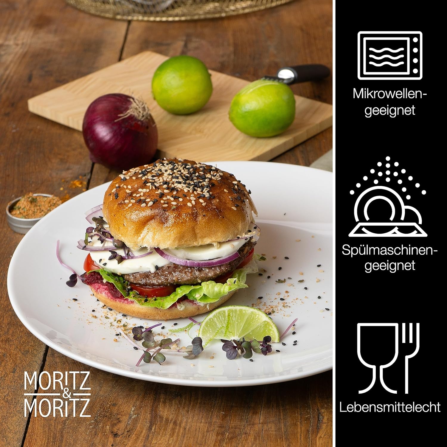 Thumbnail 2 de Moritz & Moritz BASIC Essteller-Set für 6 Personen (6 flache Teller) – weiß, Ø 27 cm, Porzellan