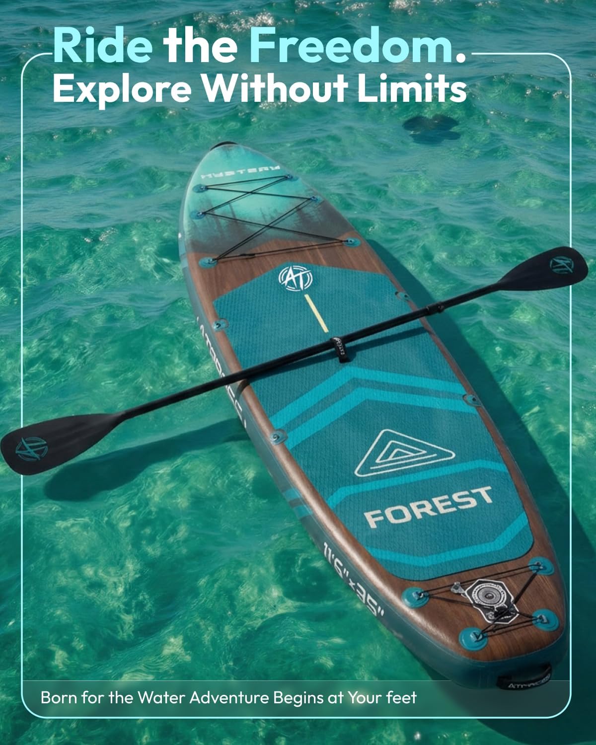 Detalle de ATPROSS 11'6" x 35" Inflatable Paddle Board with All-in-One Kit: Extra-Wide, 450 lb Capacity