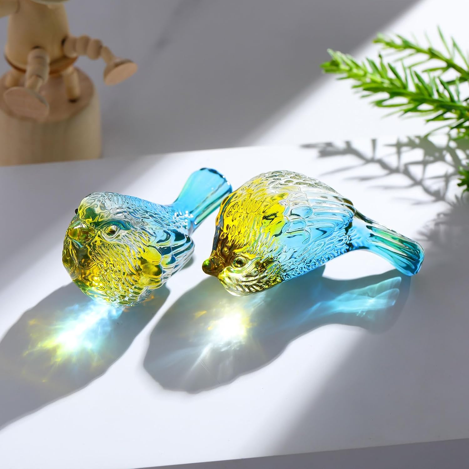 Thumbnail 1 de Arikyrist 2Pcs Crystal Blue and Yellow Birds Figurine – Elegant Glass Pair for Gift and Home