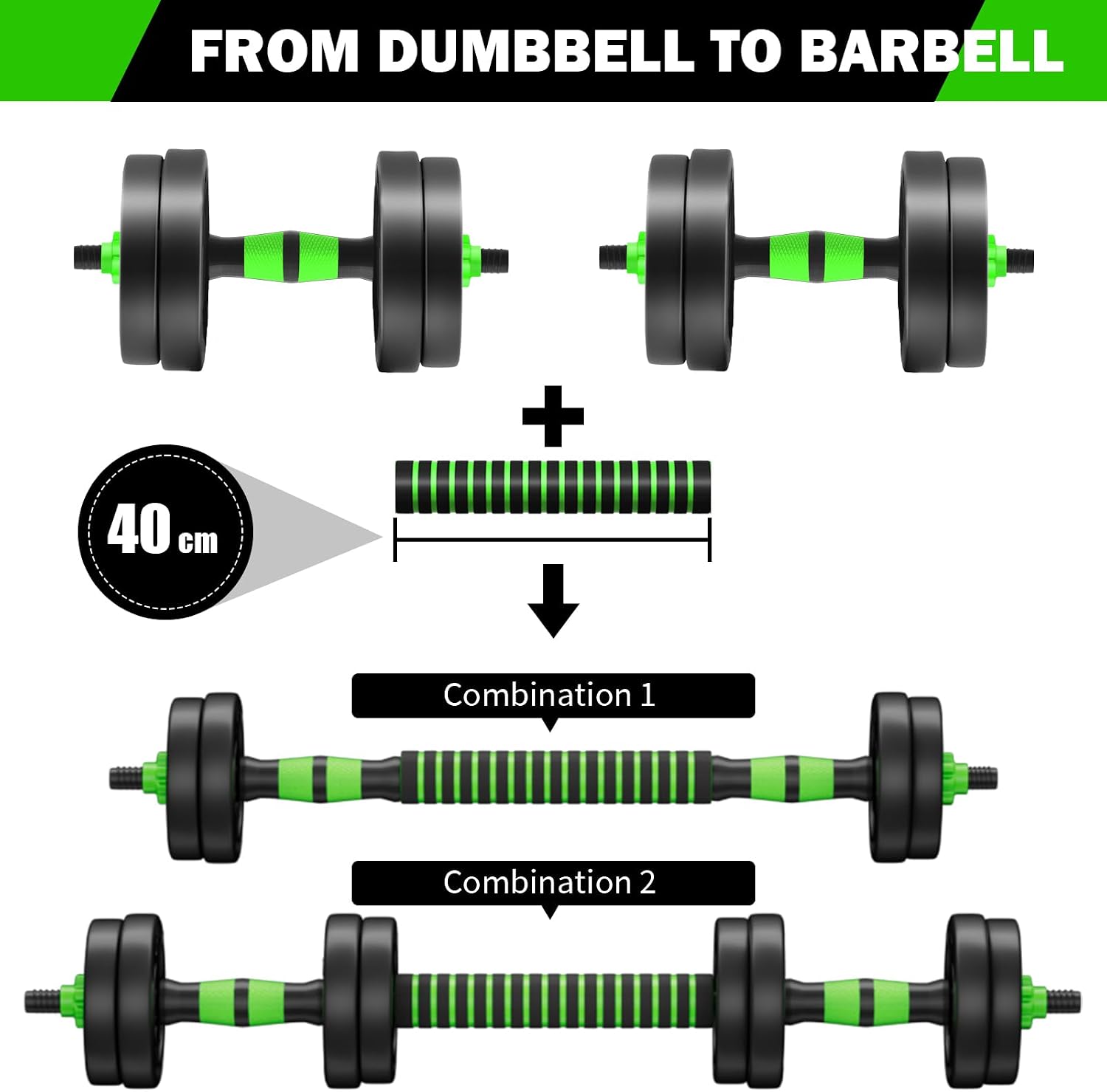 Detalle 2 de BCBIG Hanteln-Set 10/15 kg 2 in 1 ⌚💪
