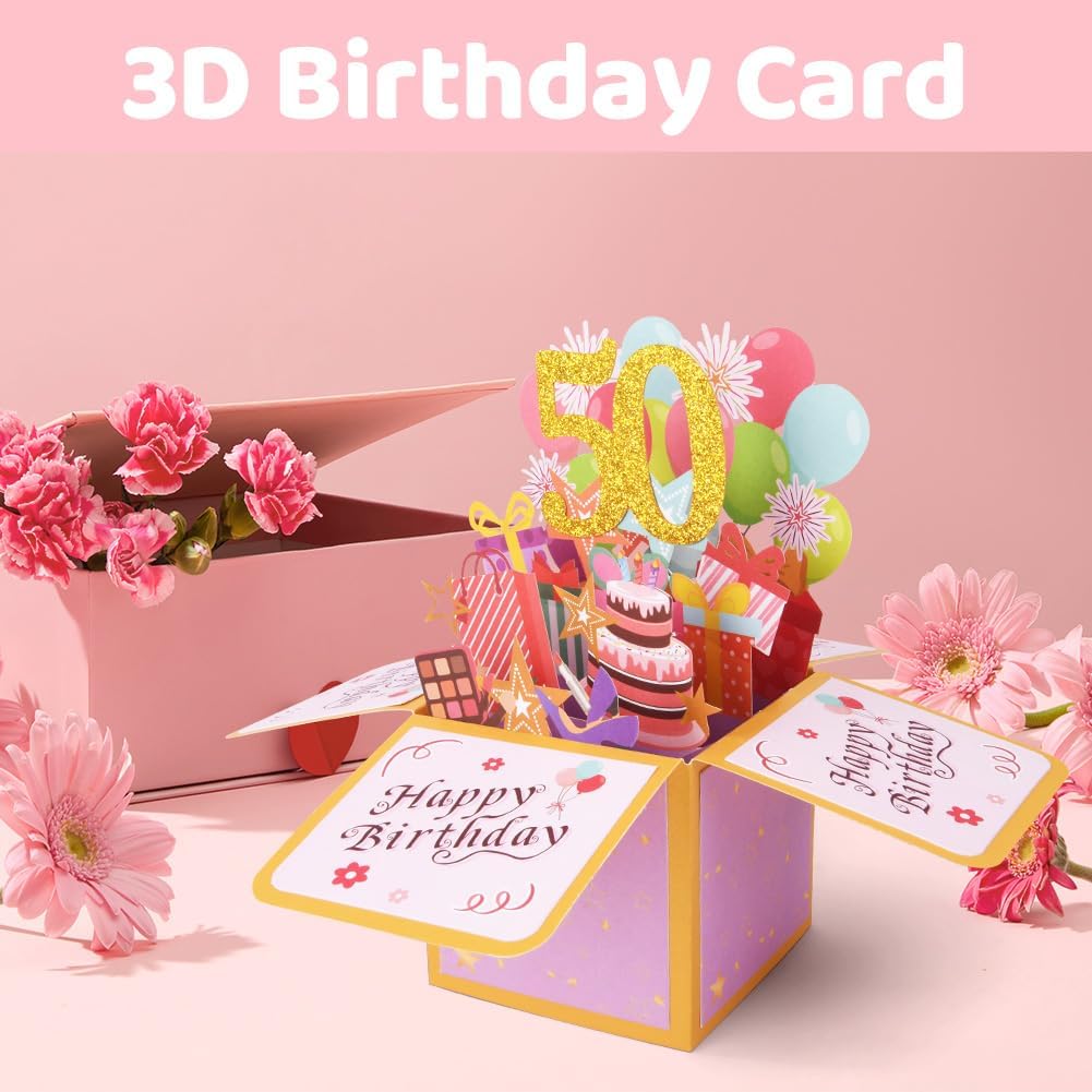 Detalle de OFFCUP Biglietto auguri compleanno 3D “50 anni” con busta e carta