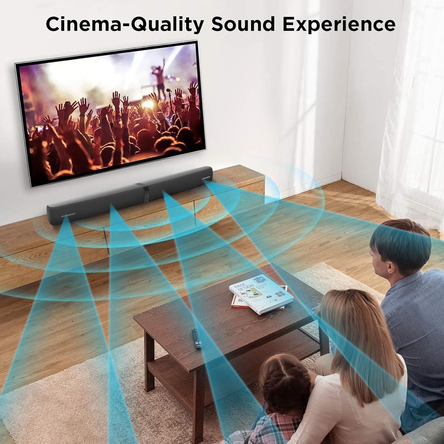 Detalle de Vecibel Soundbar for TV: 90W 2-in-1 Detachable Sound Bar with Auto Volume Boost