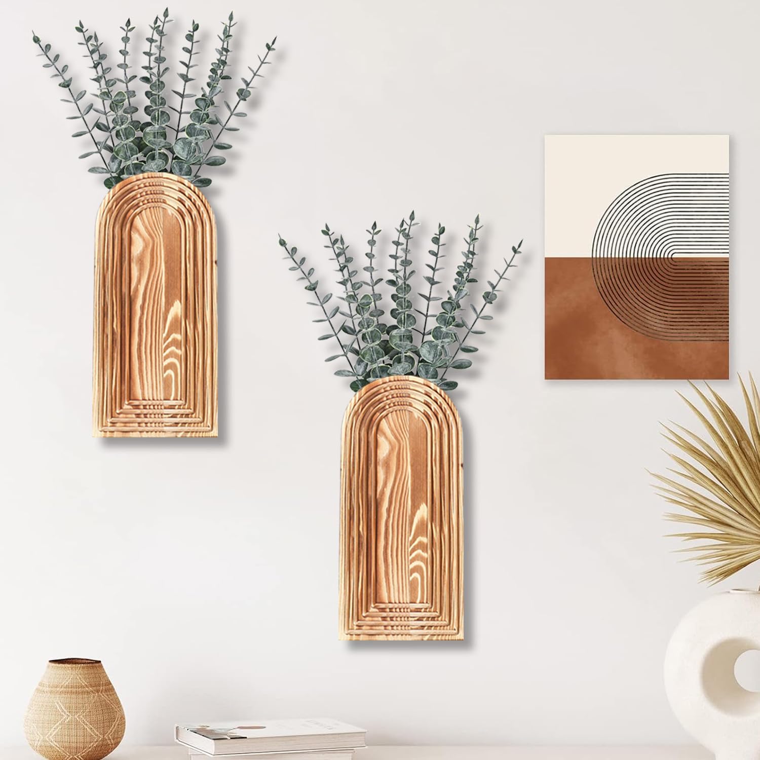 Detalle de Dnnnii 2 Pack Wooden Wall Vase Set — Wall Decor 🏺