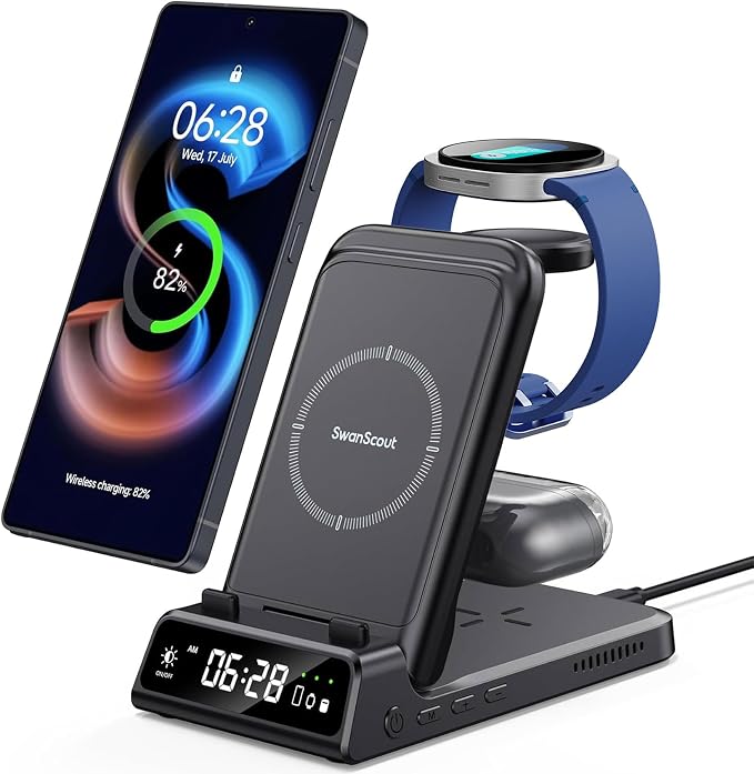 Detalle de SwanScout 703S Cargador Inalámbrico 3 en 1 para Samsung