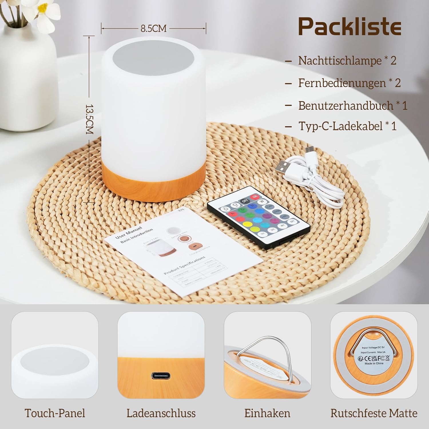 Thumbnail 6 de Bonsery LED Nachttischlampe 1800mAh