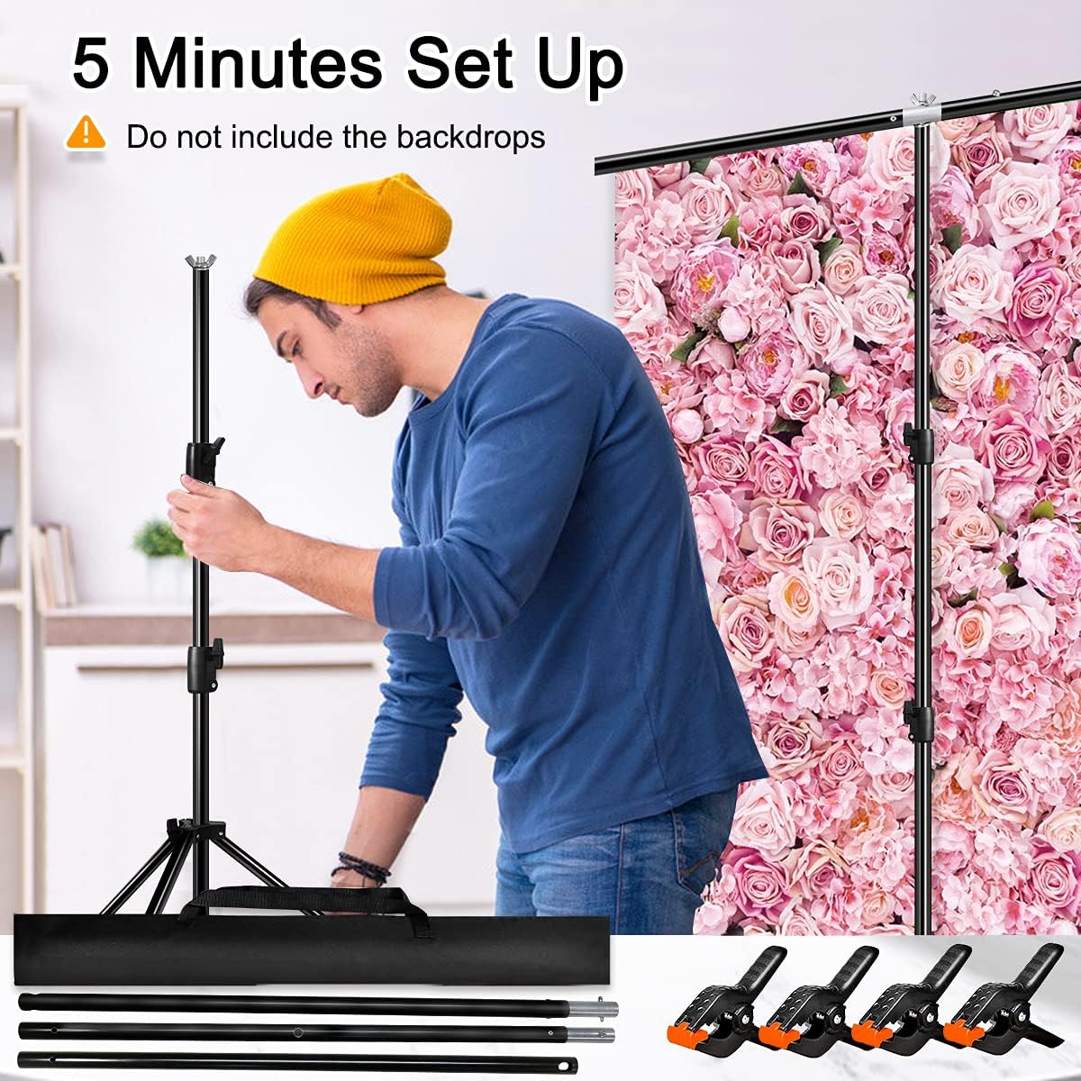 Thumbnail 3 de ManaPina Backdrop Stand Kit 5 x 6.5 ft green screen backdrop 🎥